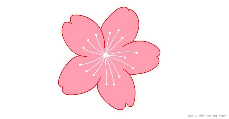 樱花简笔画彩色简单各种各样（画樱花简笔画用铅笔）(1)