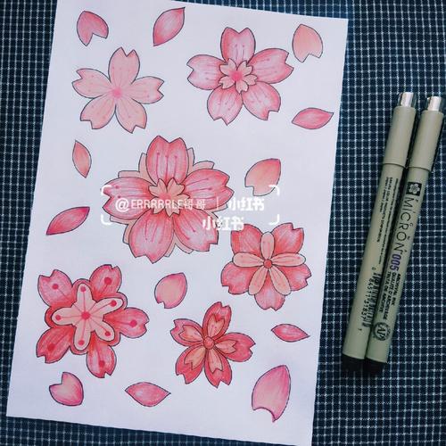 樱花简笔画彩色简单各种各样（画樱花简笔画用铅笔）(10)
