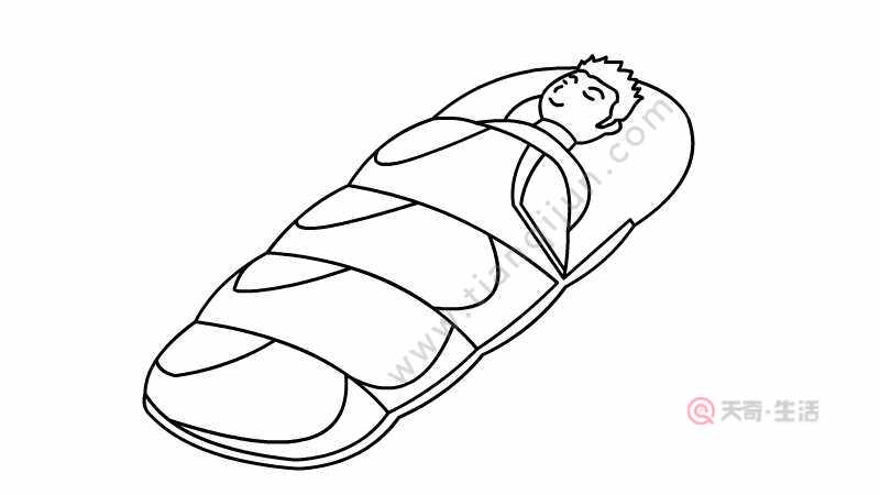 躺在睡袋里的人简笔画（躺床上的人简笔画）(5)